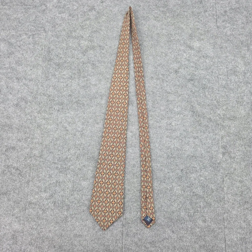 Polo Ralph Lauren Silk Tie Burgundy Green Gold Geometric Medallion Handmade USA